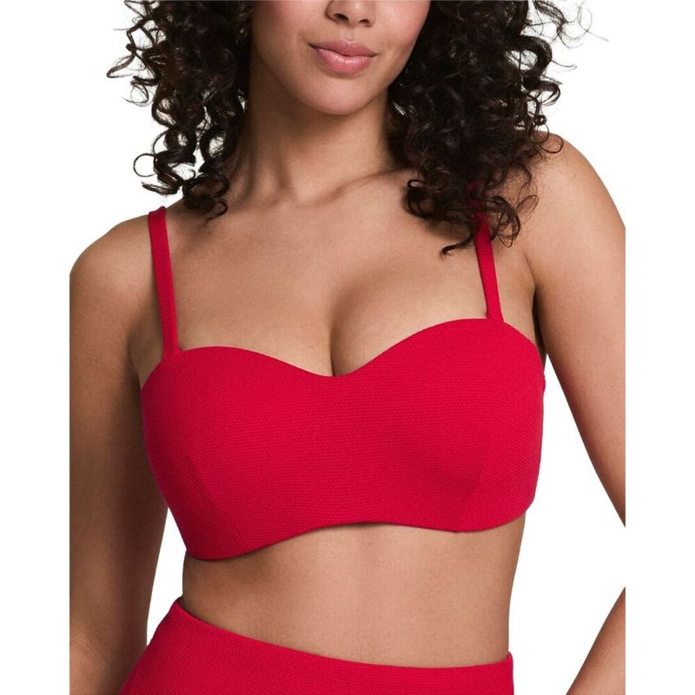 Spanx® Womens  Pique Bandeau Bikini Top, Red
